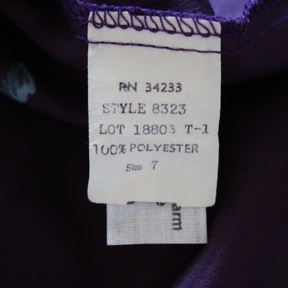 Vintage Deep Purple High-Neckline Puff Sleeve Button Down Shirt - Picture 8 of 8